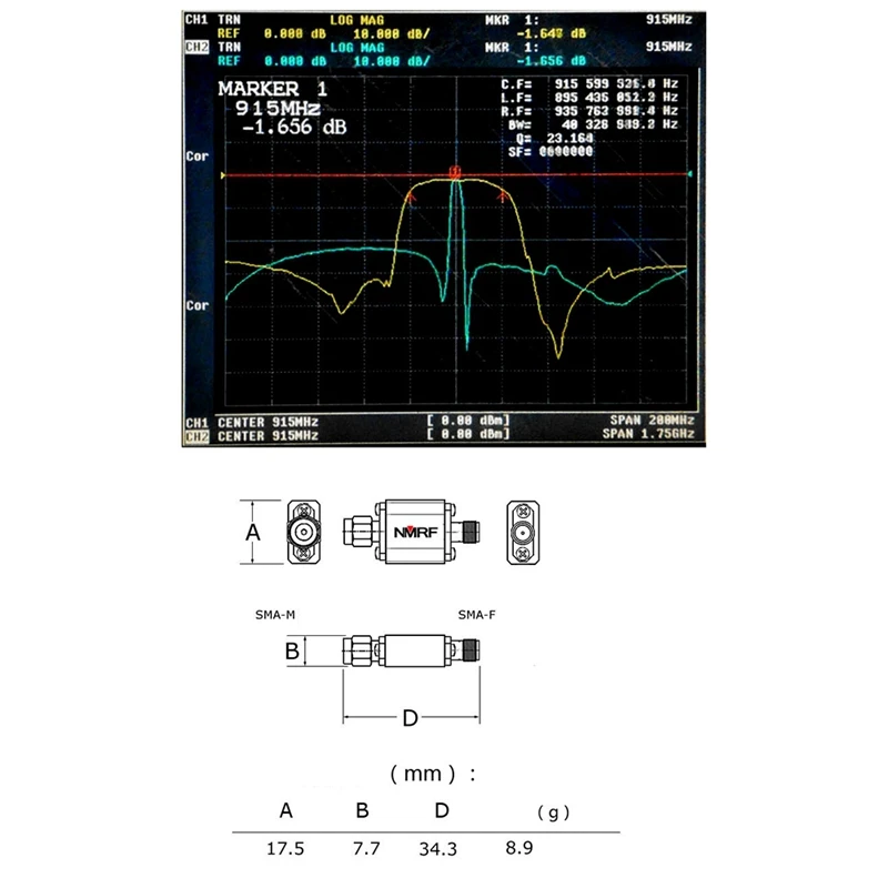 Imagem -06 - Filtro Passa-banda Sma Interface Pcb para Controle Remoto Rfid 50 Ohms Filtro Passa-banda 915mhz Bandwidth 902-928mhz Nmrf