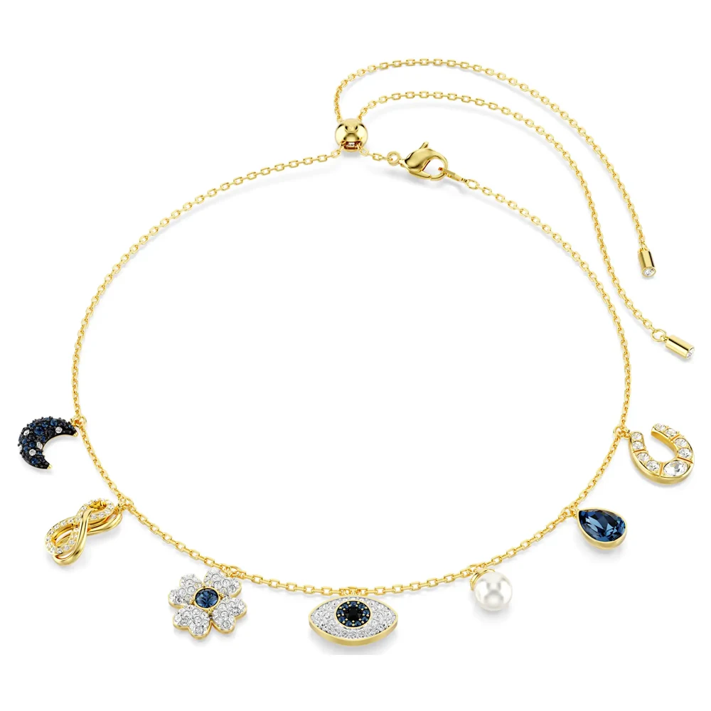 Collar con Colgante de Símbolo Dorado con Ojo Turco y Trébol
