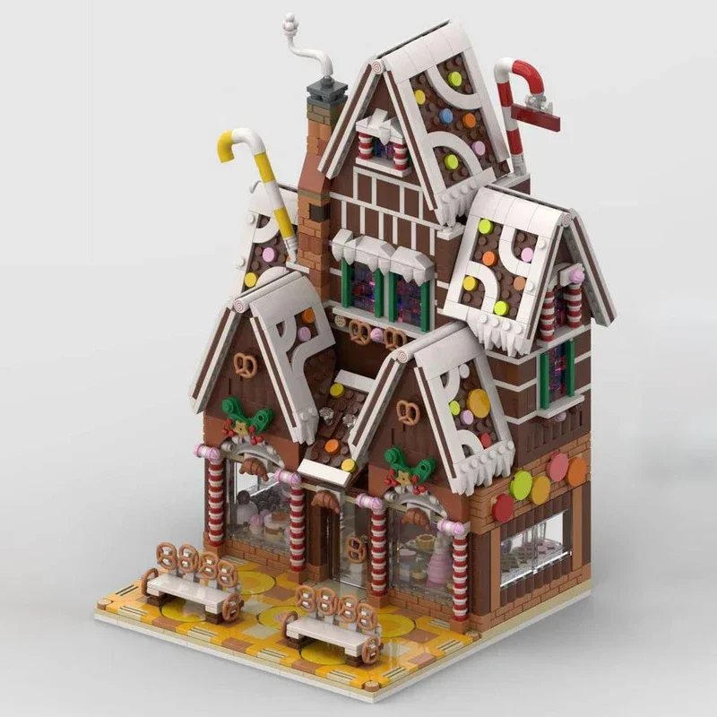 Model Ulicy Moc Klocki Konstrukcyjne Zimowa Wioska Cukiernia Technologia Modułowe Klocki Prezent Zabawki Świąteczne Zestawy DIY Montaż