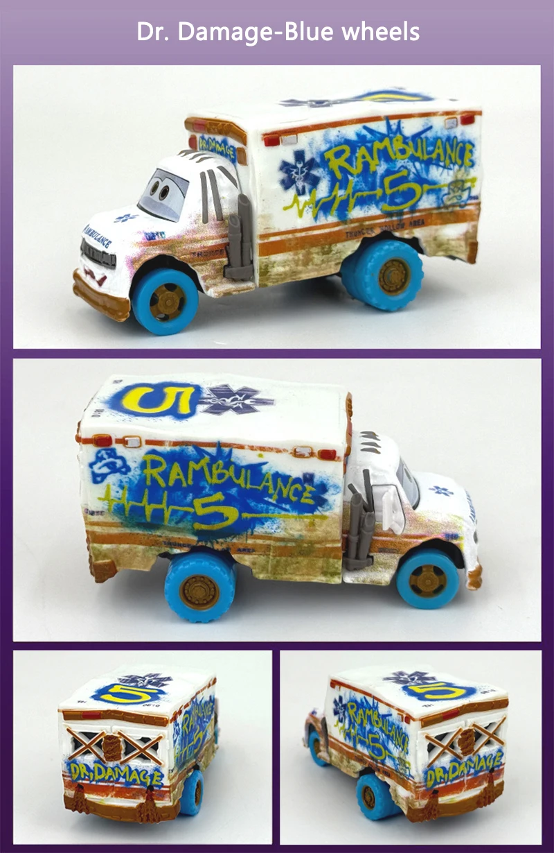 Cars 3 The Demolition Derby Events Rennwagen Dr. Damage Arvy Wohnmobil Miss Fritter Legierungs-Spielzeugauto für Kinder – Detail 7