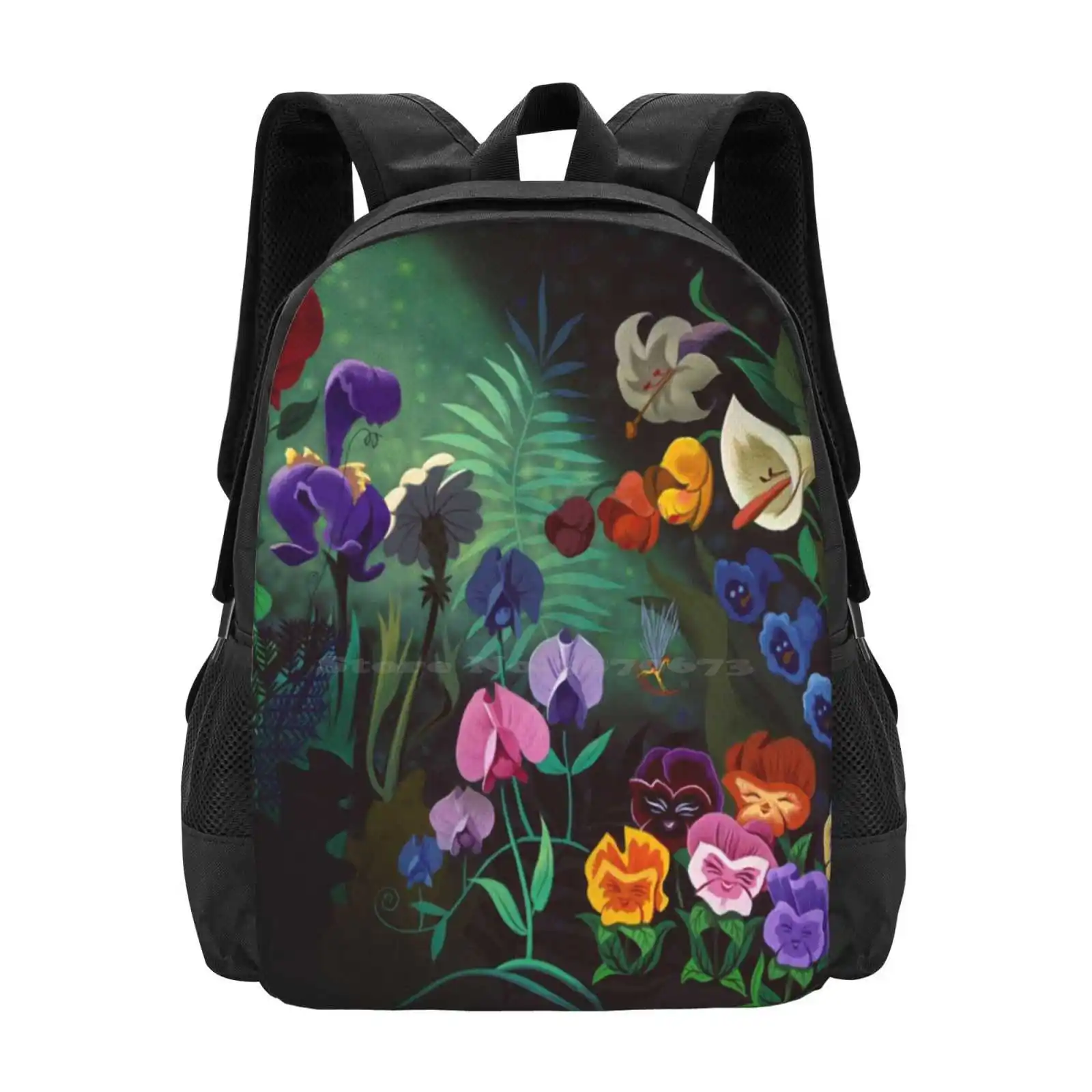 Alice Backpack For Student School Laptop Travel Bag Alice In Alice Au Pays Des Fleurs Flowers Mellenora