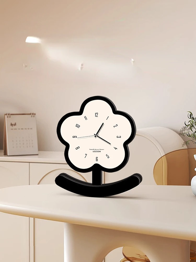 

Flower tumbler pendulum cartoon creative silent clock placement style living room tabletop decoration, seat clock small pendulum