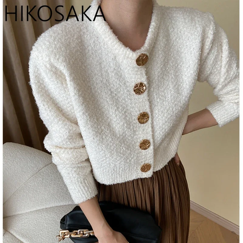 O Neck Long Sleeve Solid Woman Sweaters Single Breasted Patchwork Straight Cardigan Korea Chic Knit Small Fragrance Pull Femme