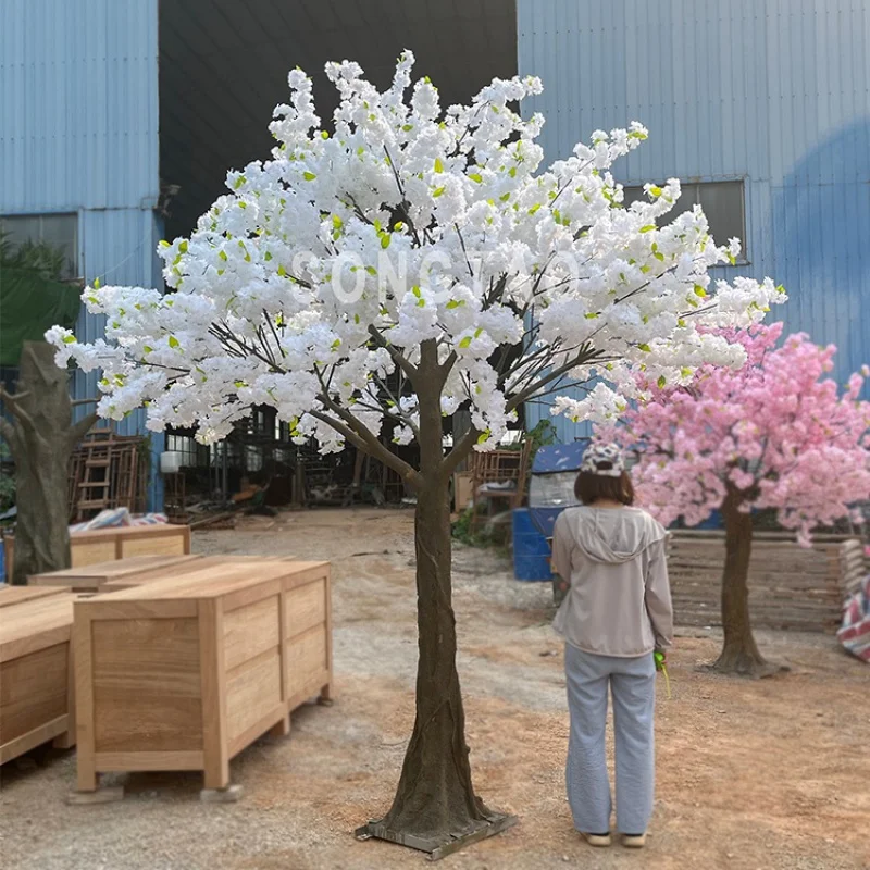 custom.songtao Customized White Sakura Artificial Flower cherry blossom tree 6ft 7ft 8ft 9ft 10ft Tree For Indoor Outdoor