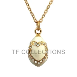 YAFFIL Classic Christmas Easter Enamel Faberge Hot Egg Pendant And Valentine's Day Love Pendant Heart Necklace