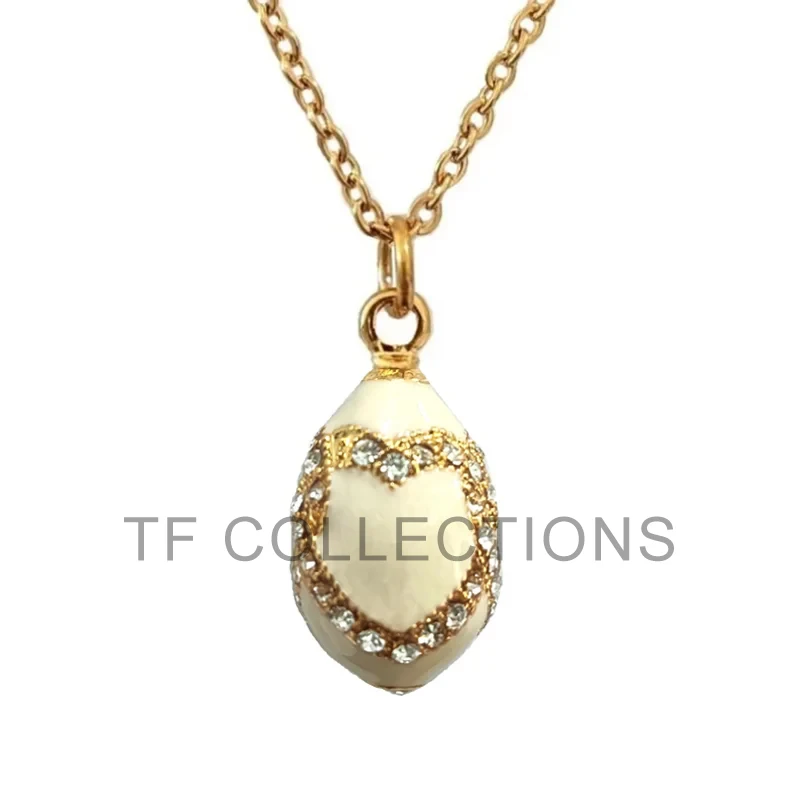 YAFFIL Classic Christmas Easter Enamel Faberge Hot Egg Pendant And Valentine's Day Love Pendant Heart Necklace