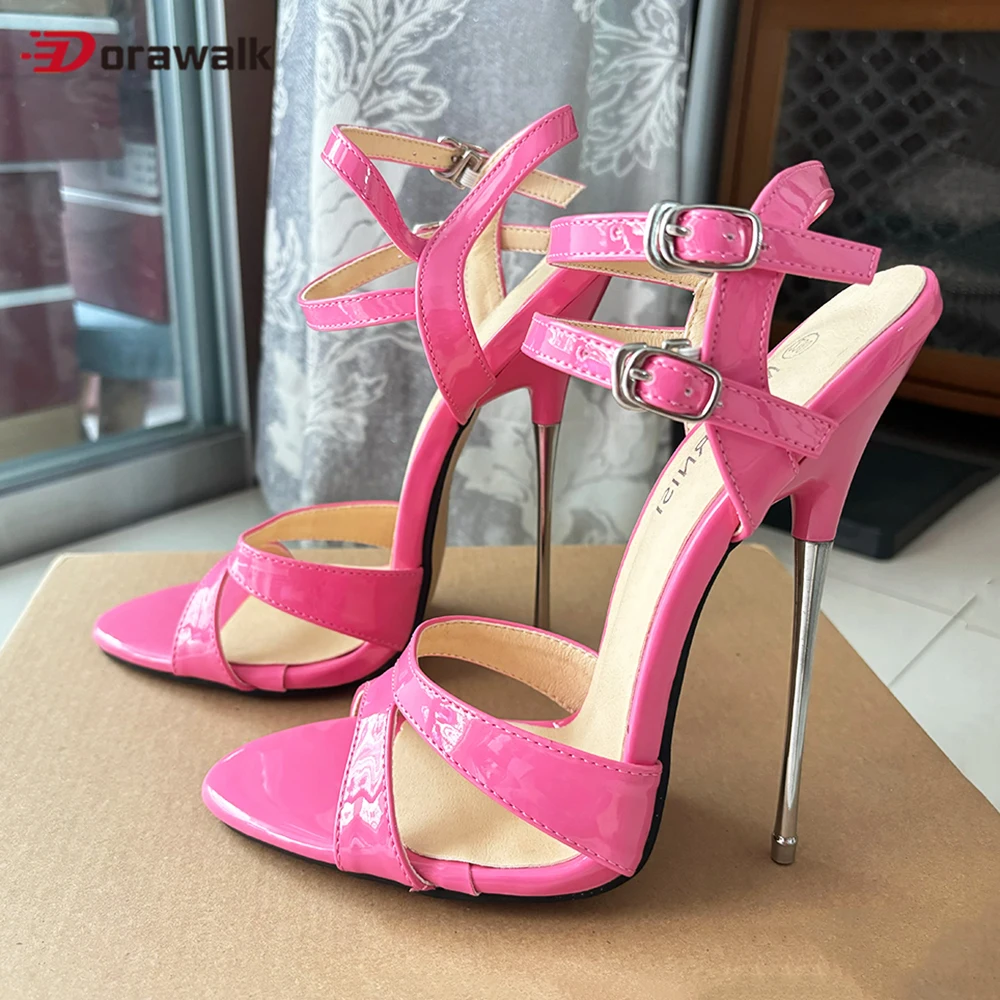 

Fetish 16cm Ankle Strap Extreme High Heels Sexy Women Pink Sandals Party Cross Dresser Man Cosplay Drag Queen Gay Unisex Shoes