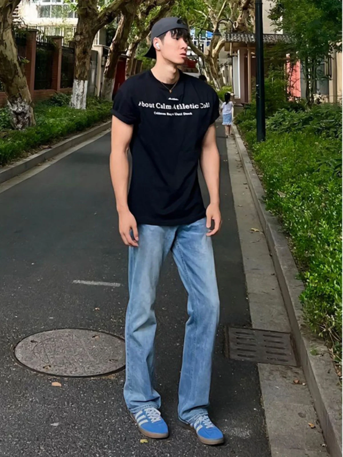 

Cleanfit Ice Blue 517 Men's Denim Jeans mid Waist Long Trousers Straight Leg Slim Fit American High Street Style Jeans