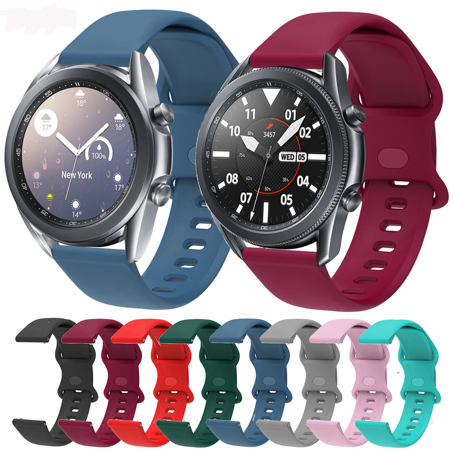 For Samsung Galaxy Watch 3 45mm Smart Watch Strap Silicone 22mm Sport Band For Galaxy Watch 46mm/Gear S3/Huawei GT 2 3 Bracelet