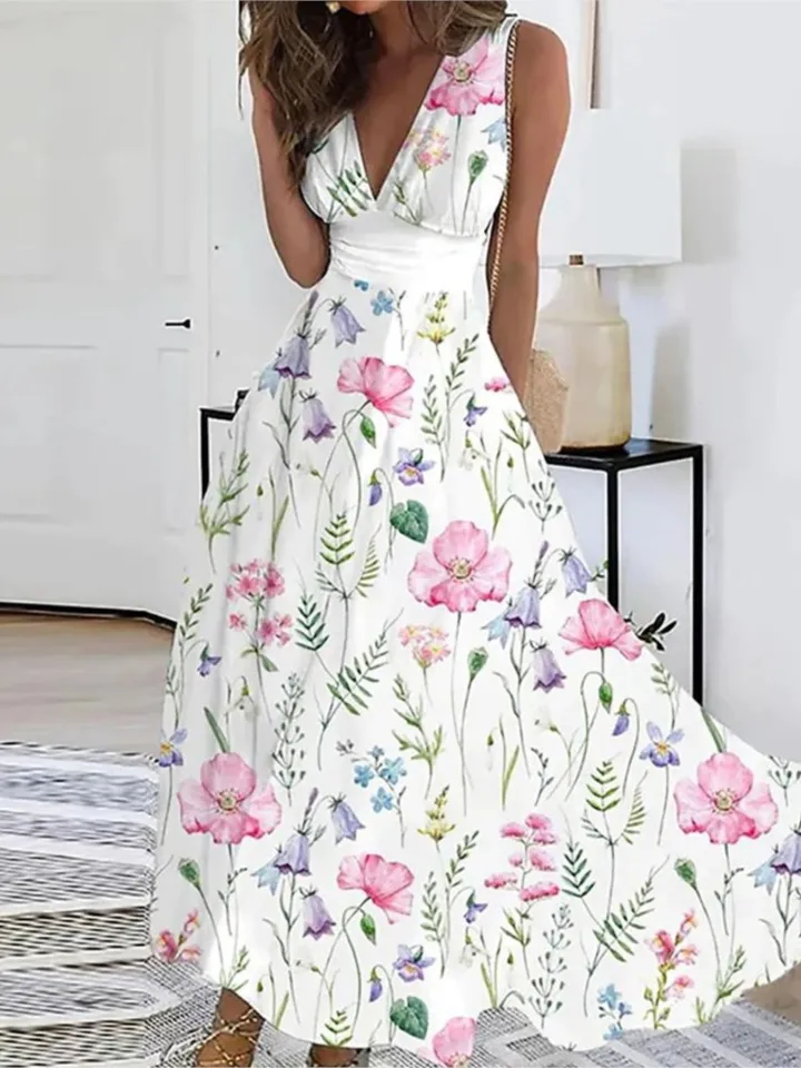Summer Floral Elegant Party Long Dress For Women 2024 Sexy Deep V Neck Sleeveless Slim White Print Casual Maxi Dresses Robe - AliExpress 200000345 Summer Floral Elegant Party Long Dress For Women 2024 Sexy Deep V Neck Sleeveless Slim White Print Casual Maxi Dresses Robe - AliExpress 200000345