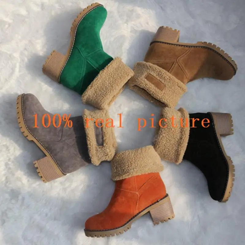 ASILETO stivali da donna scarpe invernali da donna stivali da neve caldi in pelliccia tacchi quadrati bottines stivaletti piattaforma botas mujer