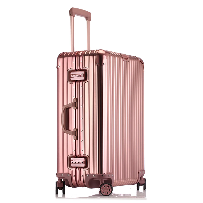 Volledig aluminium magnesiumlegering telescopische koffer 24-inch bagage zakenreiskoffer metalen cijferslot tas 20-inch handbagage