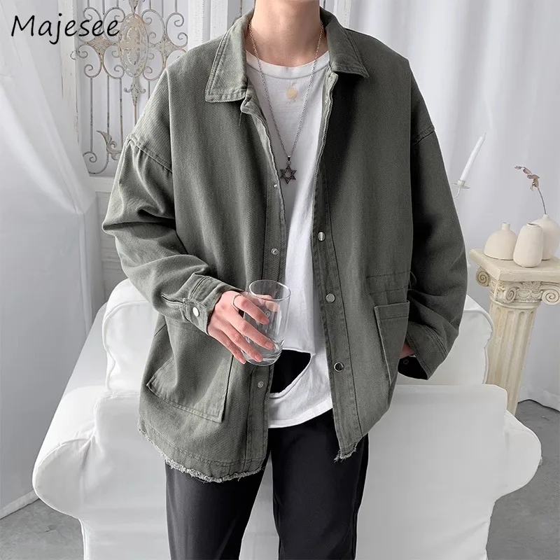 

Cargo Pants for Men Autumn Teens Denim College Korean Fashion Techwear Vintage Outwears BF All-match Baggy Chaqueta Chic Ins