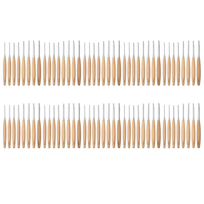 

TFORU-80Pcs Wood Crochet Hooks 3.0Mm-6.5Mm, Ergonomic Handle Crochet Hooks Set