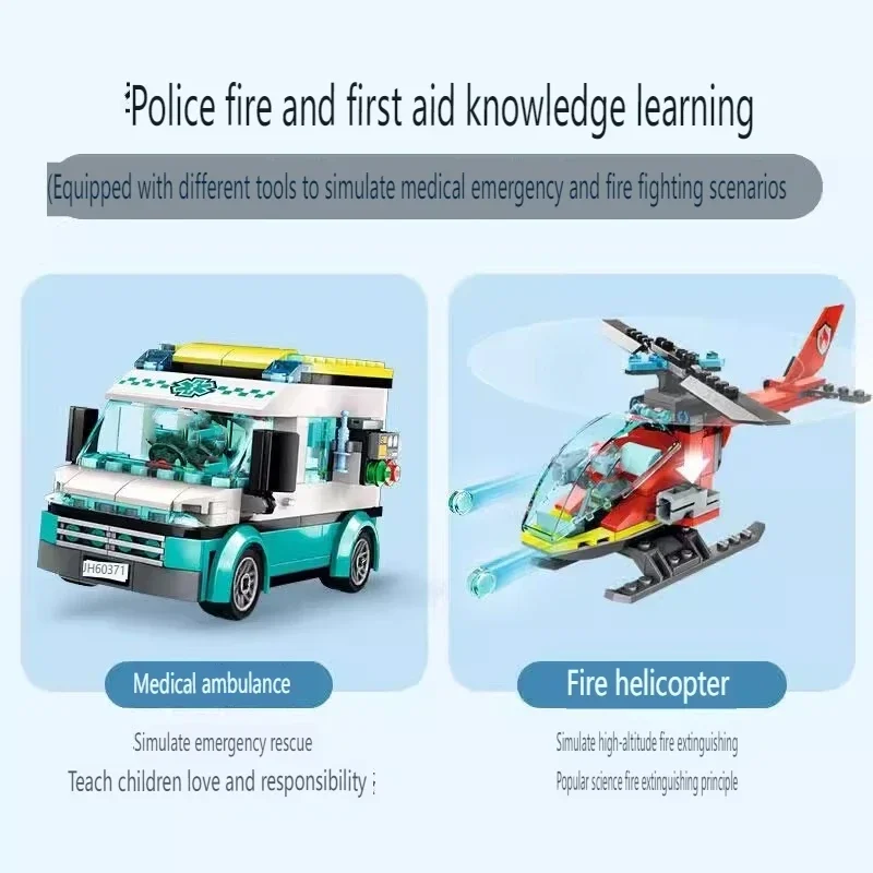 City Series Emergency Rescue Center Fire Police Helicopter Boys Assembling Building Blocks Toys Children\'s Christmas Gifts News