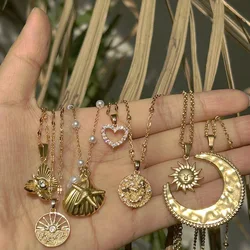 Sun Necklace Shell Choker Mermaid Tail Necklaces For Women Starfish Collar Ocean Series Summer Jewelry Stainless Steel Chain