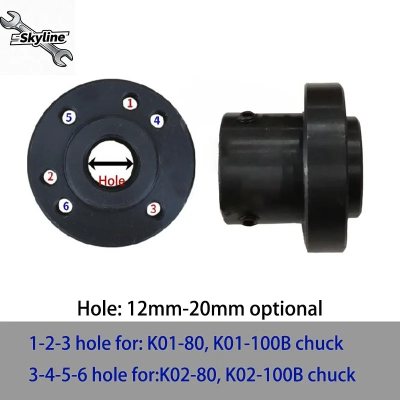 Chuck Coupling for K01-80/K02-80/K01-100/K02-100, Micro Hand-Tight Chuck Motor Coupling 12-24mm Hole