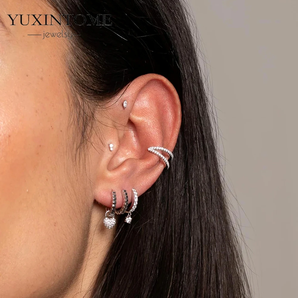 

Love 925 Sterling Silver NeedleRetro Gold Silver Hoop Earrings Heart Series Design High-end Women's Earrings Fashion Jewelry