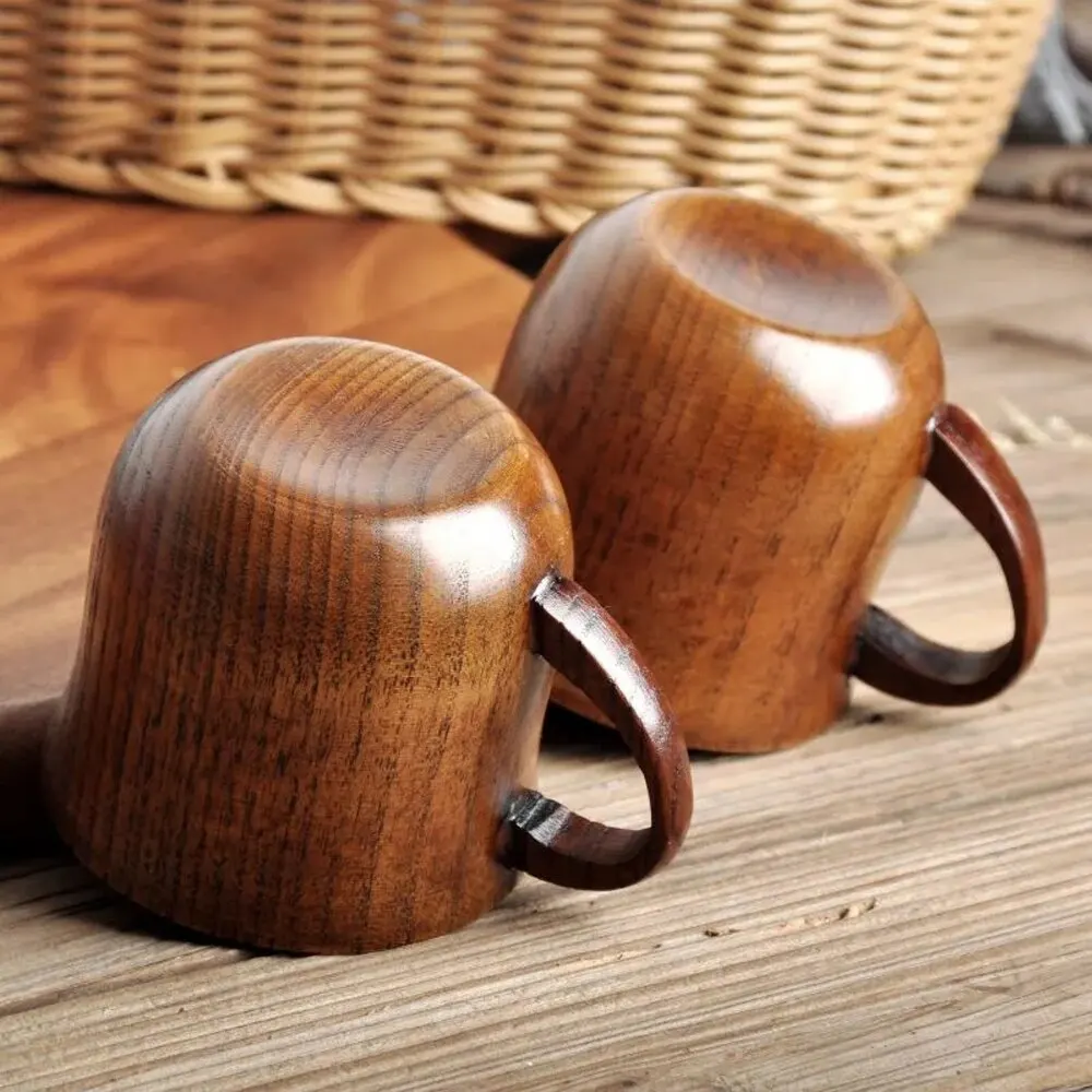 130ml Wooden Cup Solid Wood Cup with Handle Sour Jujube Solid Wood Water Tea Cup Trumpet Cup For Kitchen Living Room