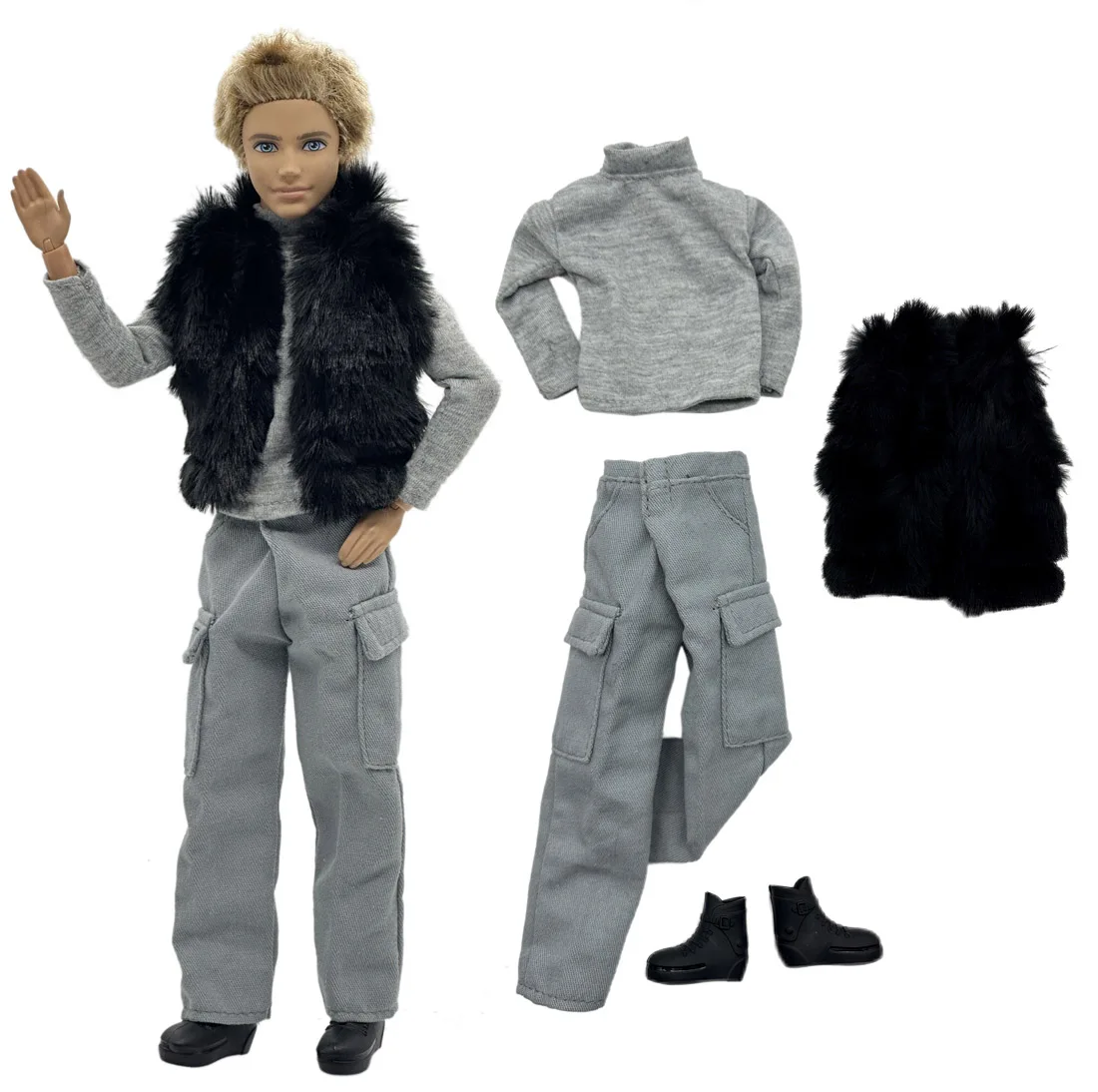 1 Set Ken Tuch handgemachte Puppe Zubehör Winter Pullover Weste Set für 30 cm 12 Zoll Ken Puppe Kinder Geschenk – Detail 6