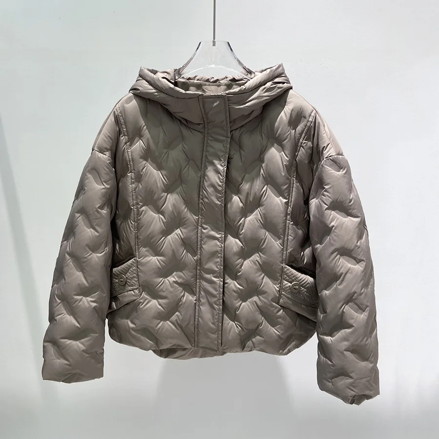 2025 Autumn/Winter New Women's Down Jacket Commuter Hoodie Short 90 White Duck Down