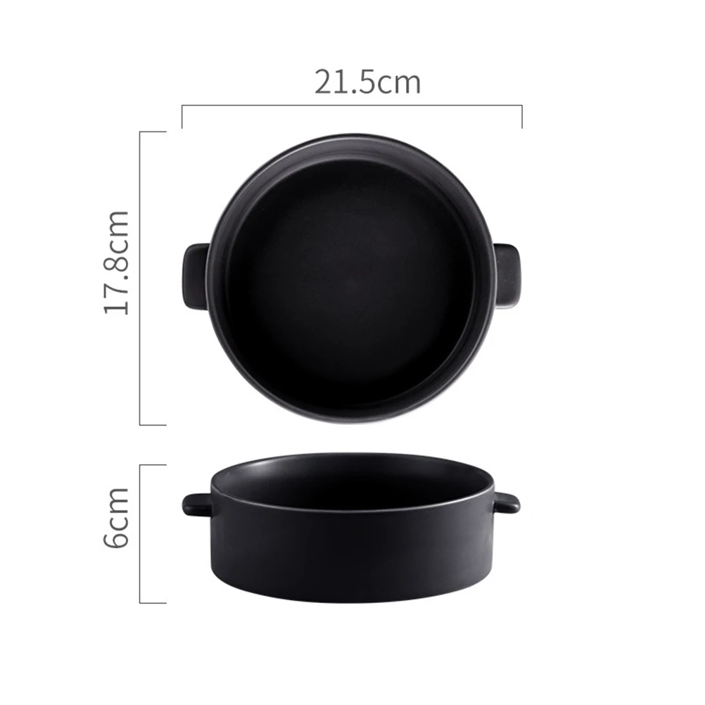 

Ceramics Soup Pot Black Sturdy Baking Tray Creative Food Serving Bowl Household Tableware for Home Banquets Ceramics Soup Pot