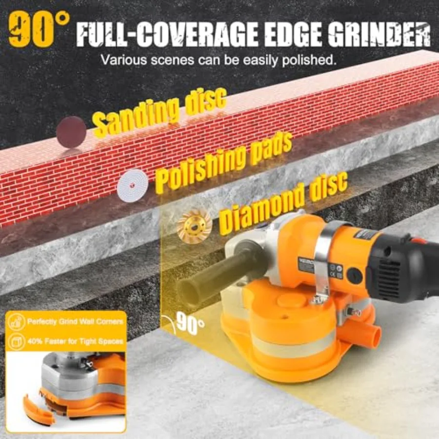 ماكينة تلميع الماس الكهربائية مع محرك عالي الطاقة 2800 وات و6 عجلات ماسية لتلميع رخام الأسمنت والجرانيت والحجر الصخري #5