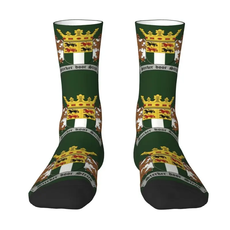 Custom Cute Wapen Van Rotterdam Socks Men Warm 3D Printed Rotterdam Coat Of Arms Holland Flag basket Sports Crew Socks