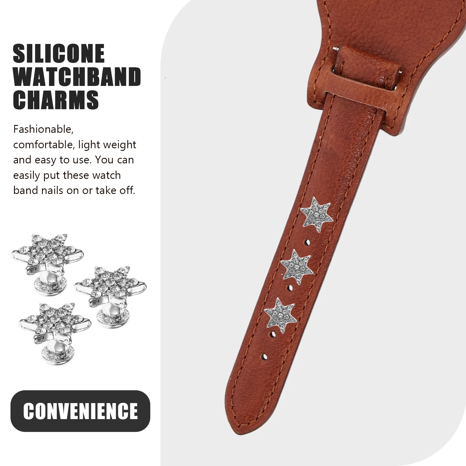 

3Pcs Delicate Watchband Nails Five-Pointed Star Design Charms Jewelry Style Decorative Accessories for Smartwatch