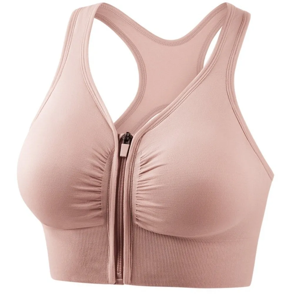 New Front Zipper Design Sports Bra Breathable Seamless Sports Vest Plus Size Shock Resistant Gym Bra