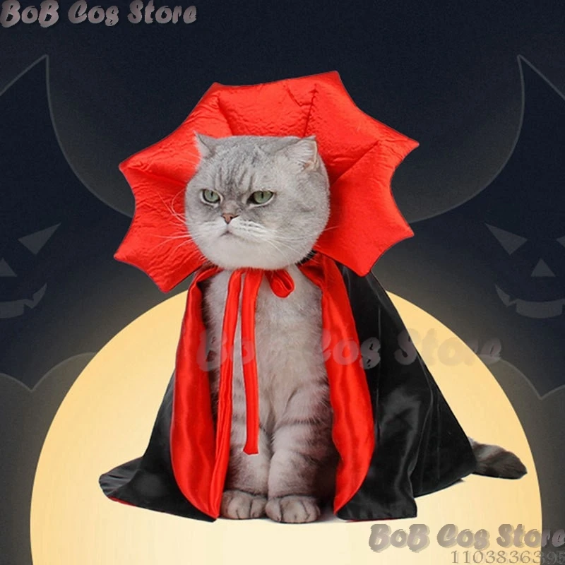 Halloween Pet Cats Dog Puppy Kitty Bat Vampire Count Cosplay Costumes Pet Animal Carnival Shawl Cape Cloak Animal Party Dress Up