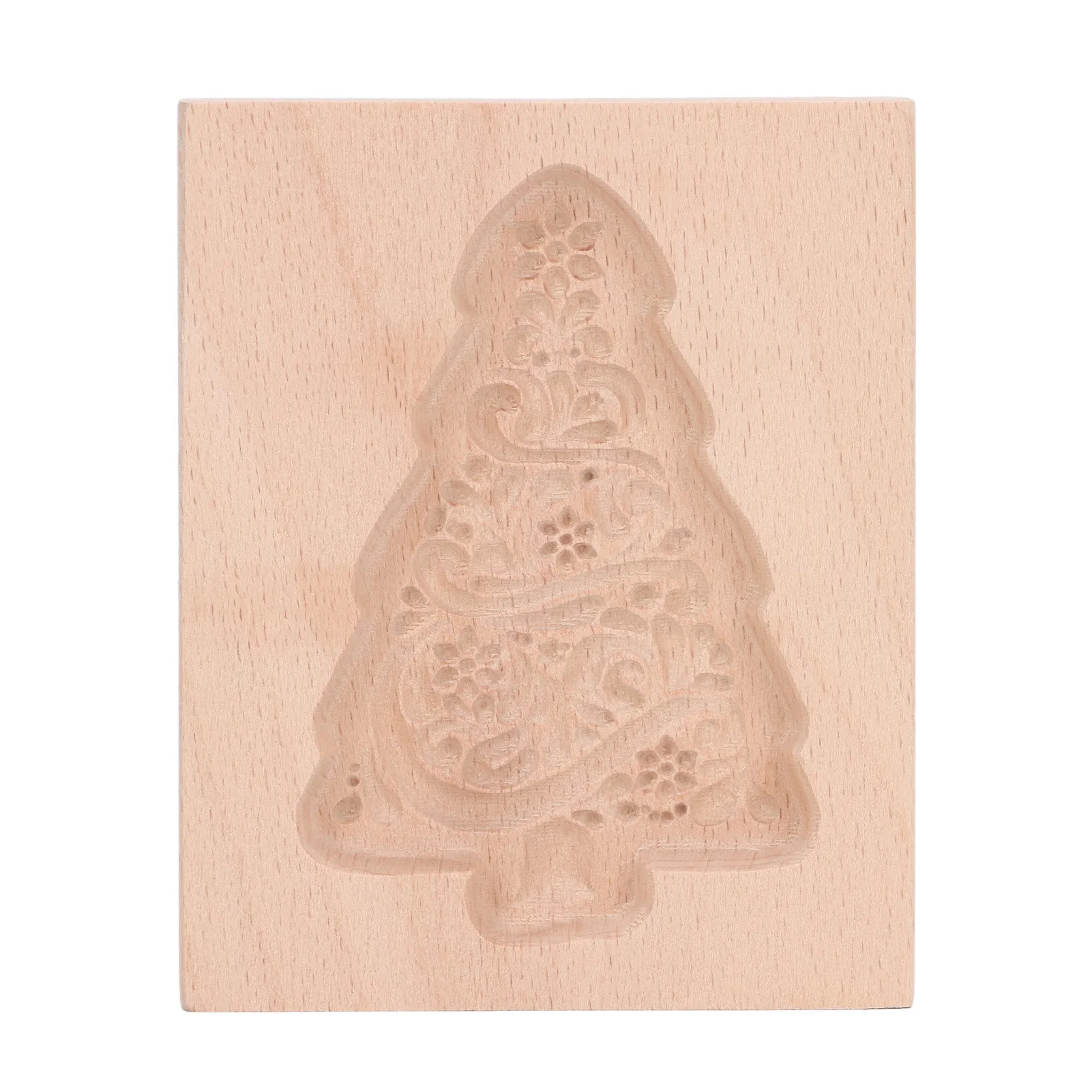 

Carved Wooden Cookies Cutter Mold Kitchen Gingerbread Biscuit Press Stamp Embossing Mould Christmas Tree Shape