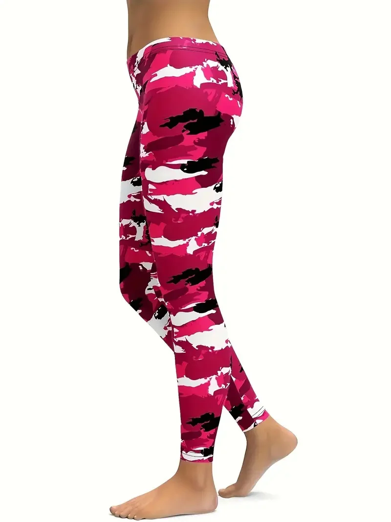 Camo print stretch Comfort casual slim-fit workout leggings for women with hip lift