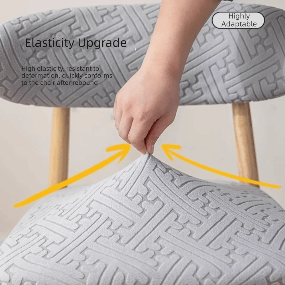 1 Set Curved Backrest Dining Chair Cover Split Type Elastic Chair Dust Protector Printing Pattern Armless Chair Cover Home Decor