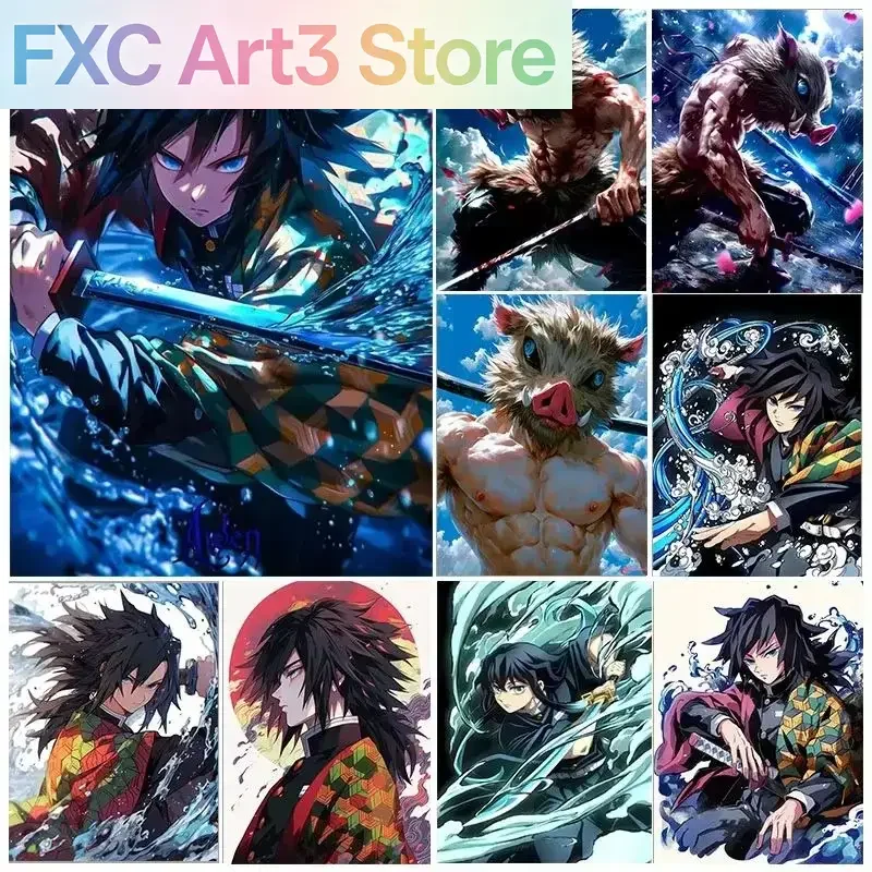 Frameless,Anime Demon Slayer Classic Canvas Painting Anime Character Posters HD Wall Art Picture Modern Home   Room Dec
