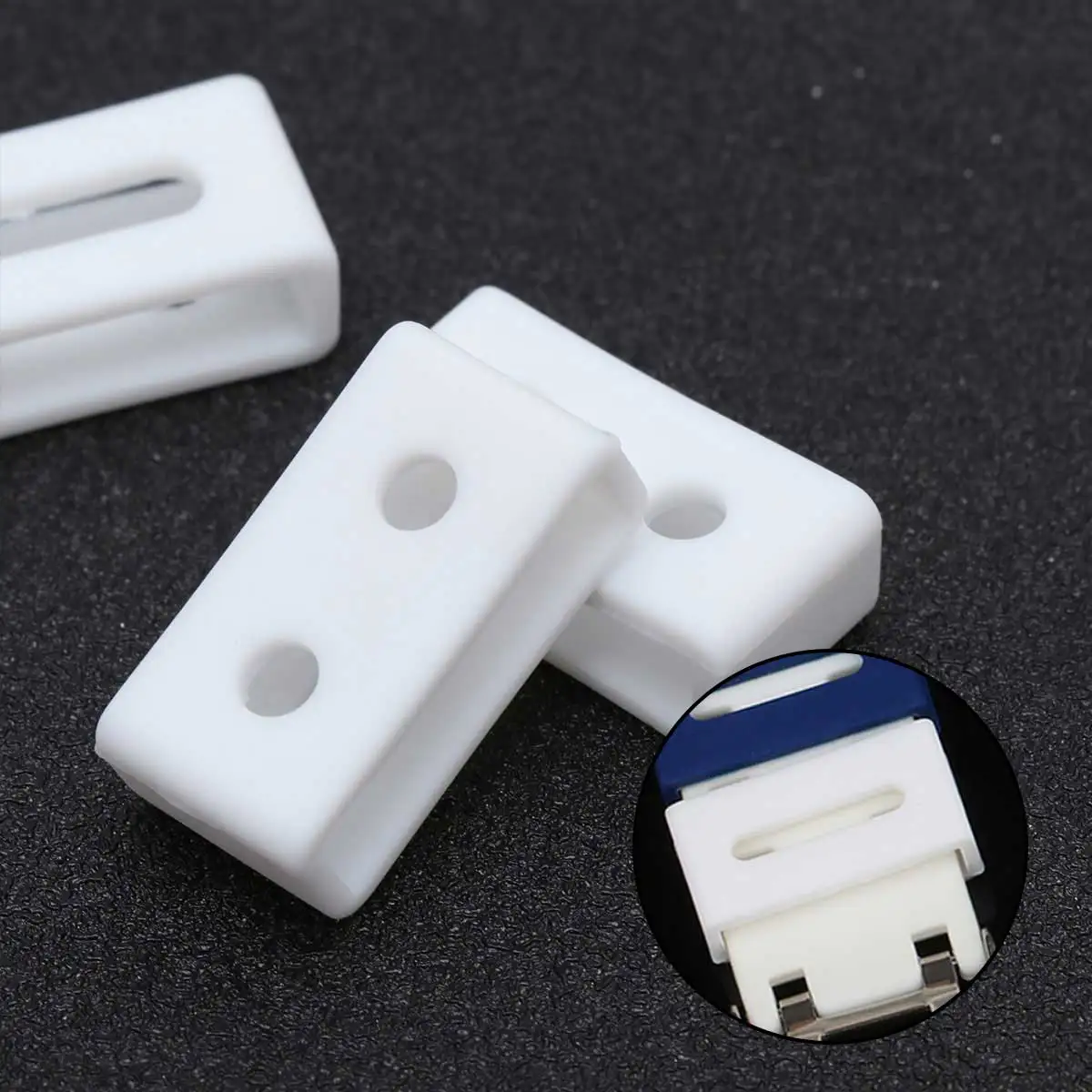 

3Pcs Silicone Watch Band Loops Durable Material Bright Color Fashionable Accessories 20mm White Watch Band Loop