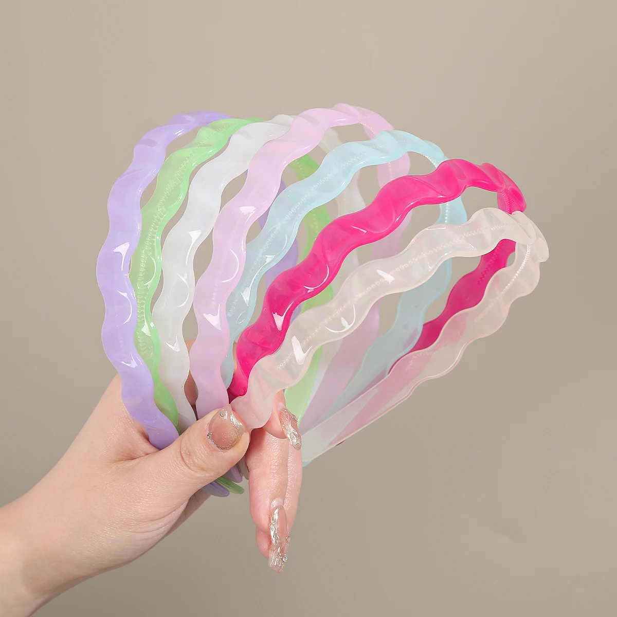 AWAYTR Korean Candy Colors Wave Hair Band Women  Plastic Bezel Girls Hair Hoop Thin Edge Headband Hair Accessories New Hairband