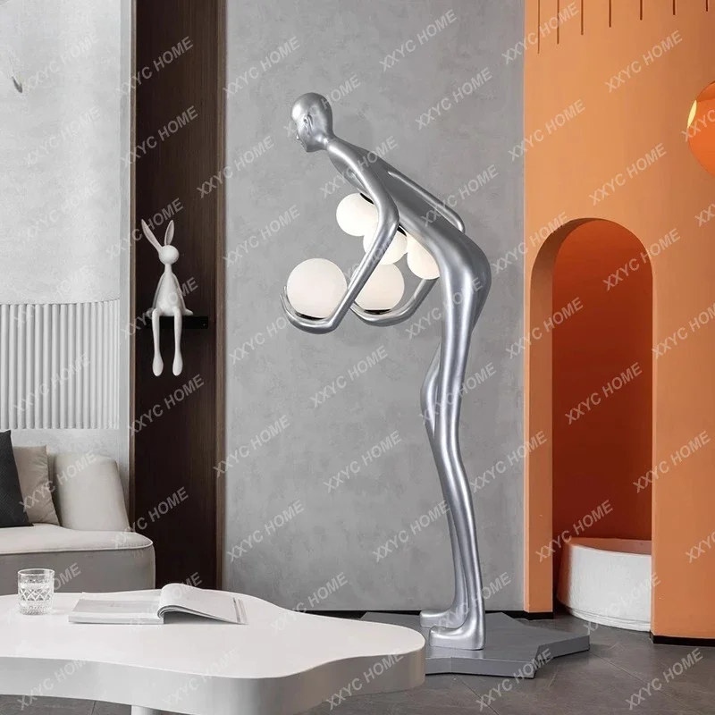 

Напольный светильник в виде гуманоидной фигуры, скульптура из стекловолокна, крупное декоративное украшение