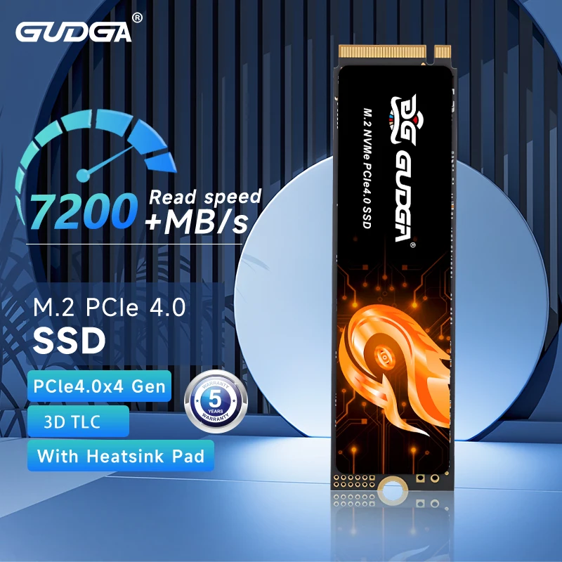 GUDGA SSD NVME M2 2TB 1TB PCIe 4.0x4 2280 Nmve Disk Internal Solid State 7200 Mb/s Internal Drive For PS5 Laptop Desktop Game