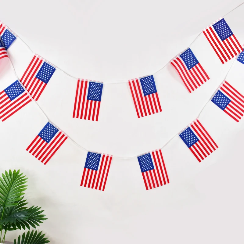 

1set USA Colored Flags American Flag String America USA Bunting Banner Small US String Flags Home Party Decoration Supplies