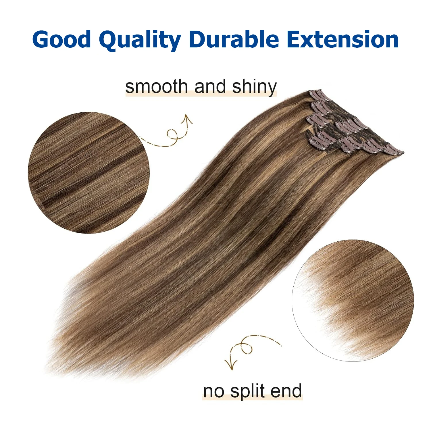 Straight #1B Natural Color Clip In Hair Extension #4/27 Highlight Full Head Human Hair Clips Blonde #613 Brazilian Hair 120G/Set