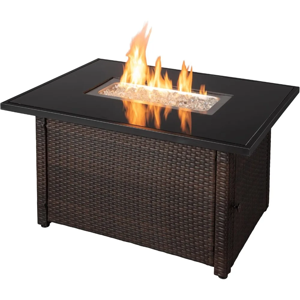 

Rectangular Outdoor Gas Fire Table, Brown/Black, Multi Color