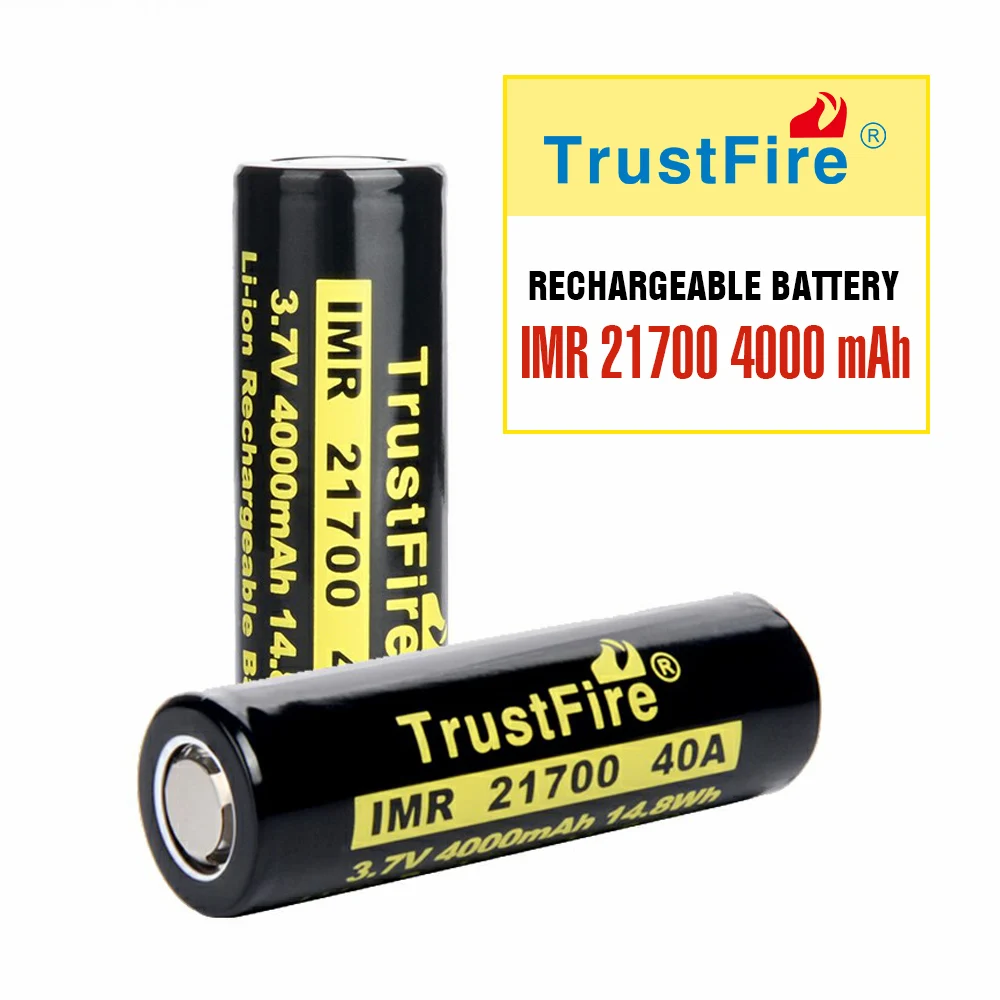 2x Trustfire IMR21700 4000mAh 3.7V Batterie au lithium rechargeable durable haute capacité