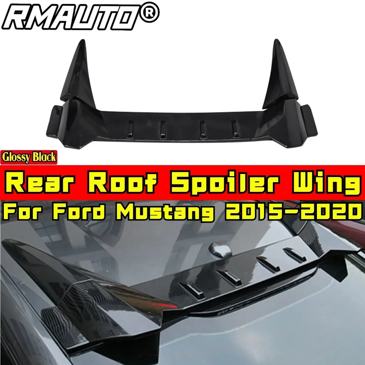 For Ford Mustang 2015-2020 Body Kit Roof Spoiler Rear Trunk Wing Glossy Black Combat Style Rear Spoiler Car Accessories