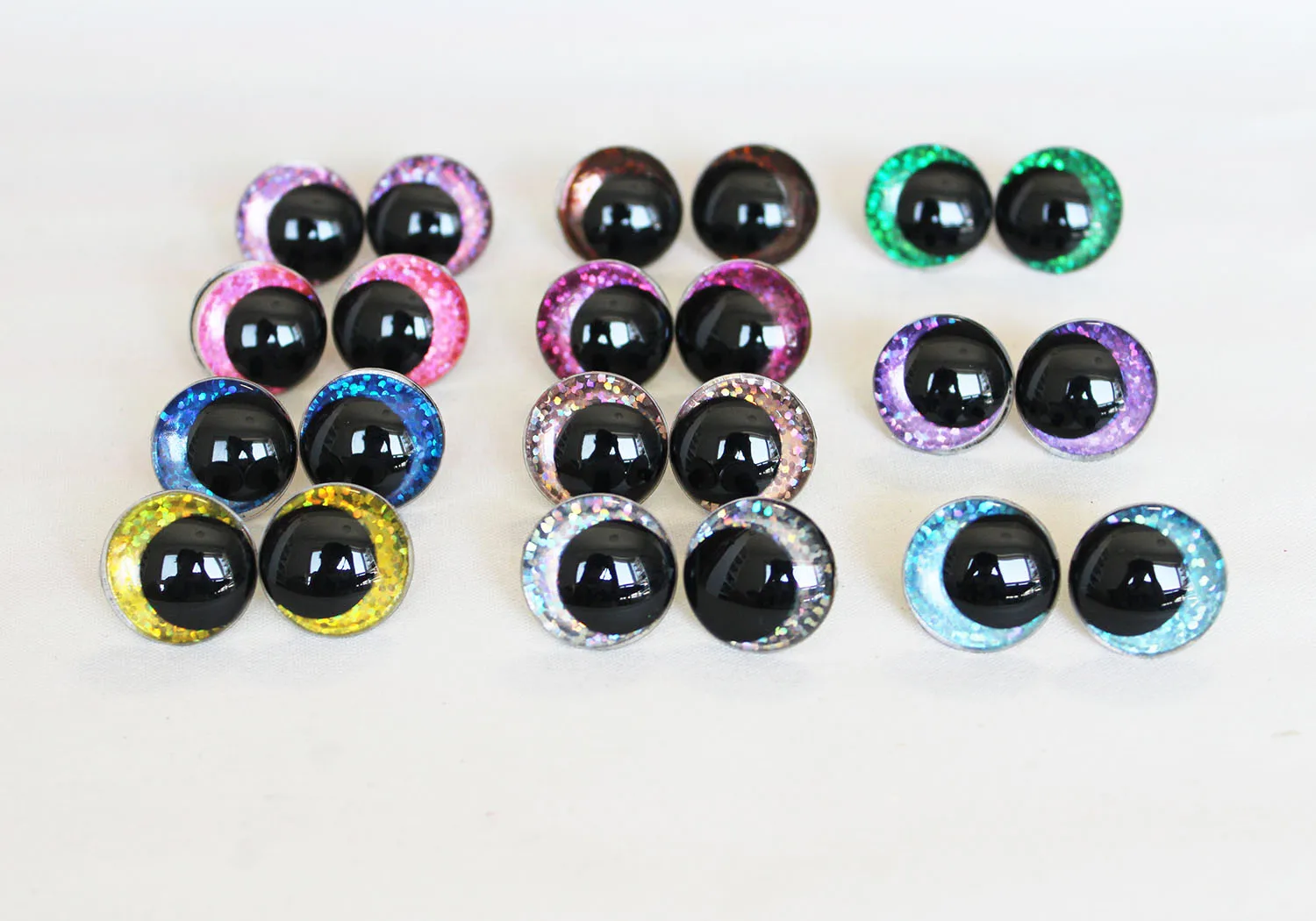 10pcs  12mm to  28mm comical Round  pupil glitter toy eyes plush animal  eyes With handpress washer FOR   CRAFT---B11