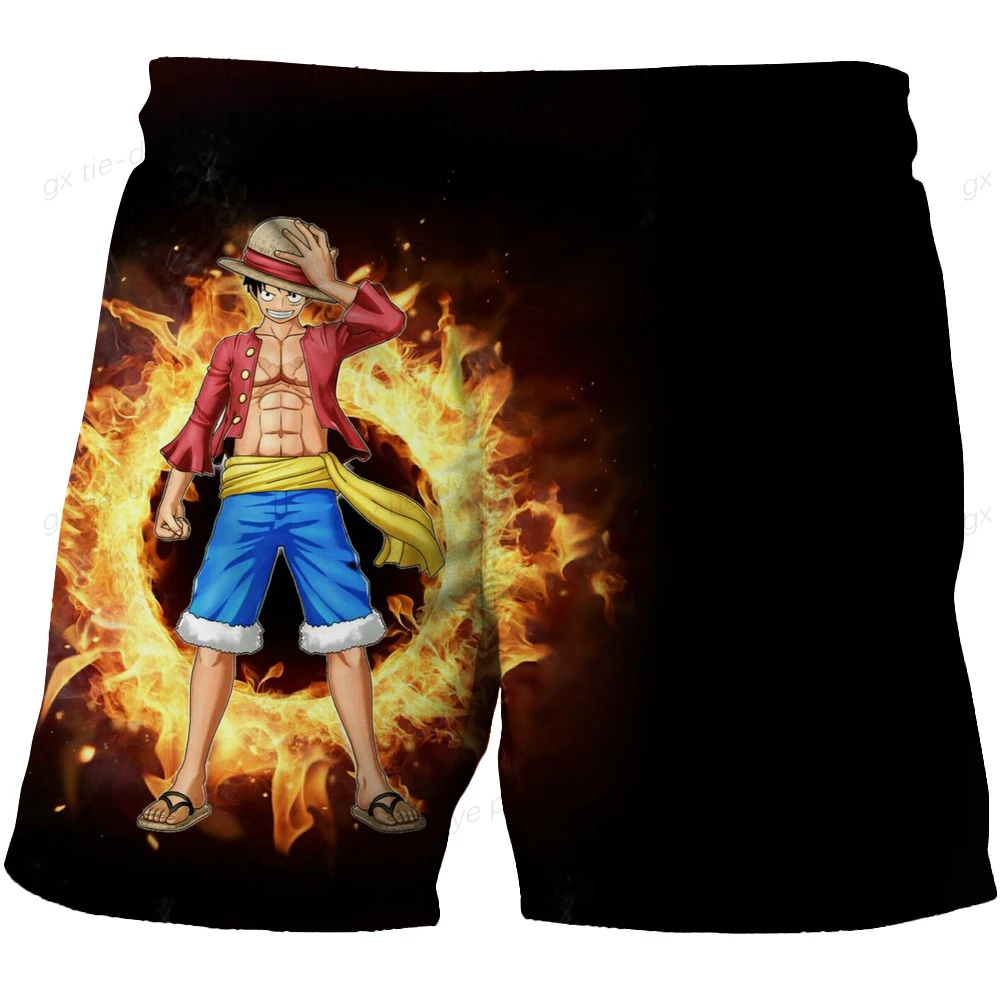 2024 venda quente calças de praia para crianças uma peça luffy shorts calças meninas meninos harajuku calças para homens 3d dos desenhos animados