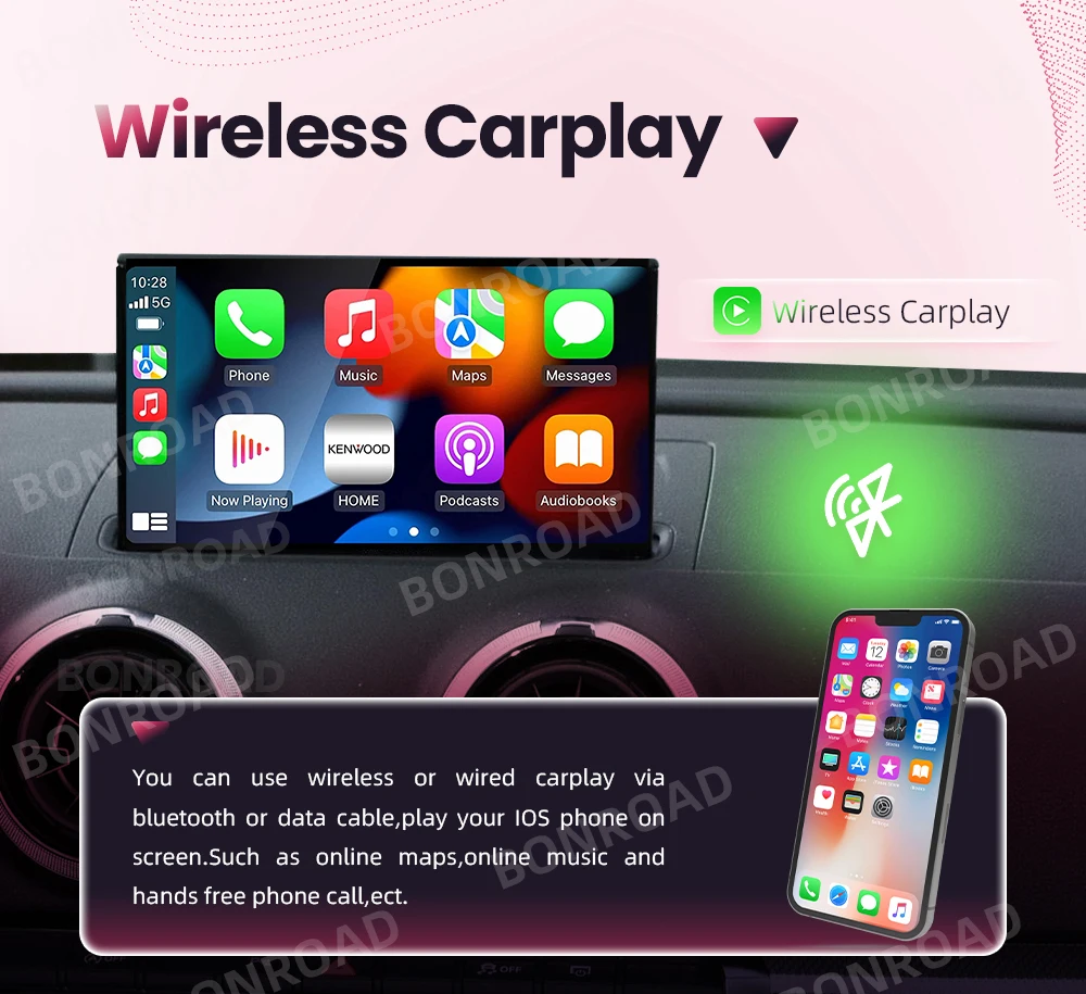 Bonroad drahtloses carplay android auto adapter für audi a3 8v 2012-2018 spiegel link airplay bluetooth gps navigation – Detail 4