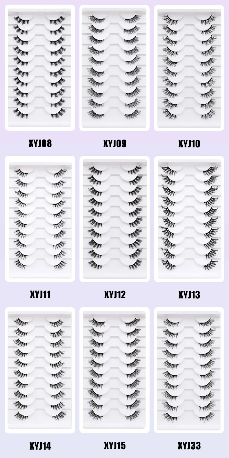 DINGSEN 10 Paar Natürliche Wimpern Halblange Katzenaugen-Wimpern 3D Kunstnerz Flauschige Wimpern Flügelige Falsche Wimpern – Detail 8