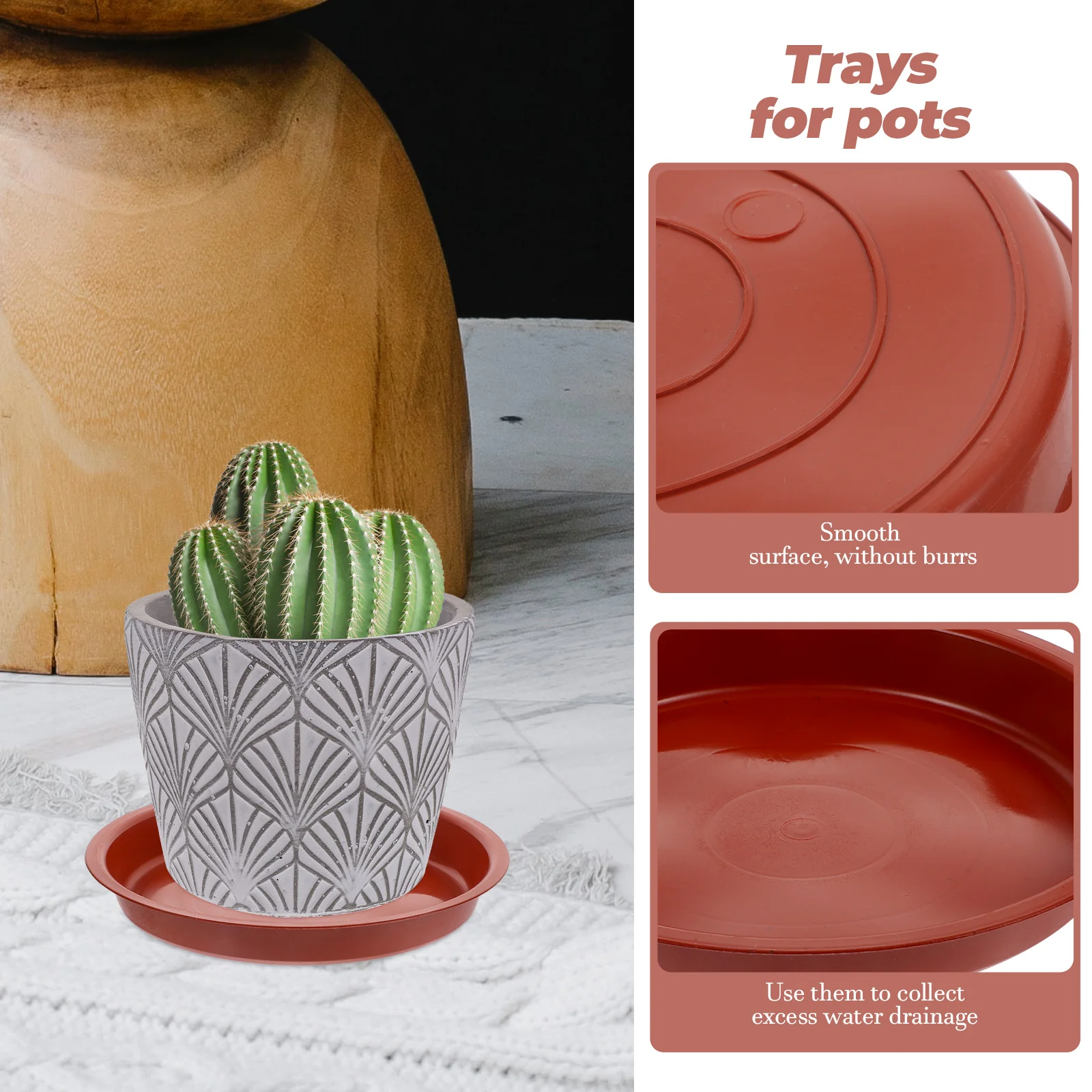 

20pcs Flower Pot Base Plant Saucers Plastic Round Shaped Water Tray For Pots Drainage Red 160 Gardening Accessories