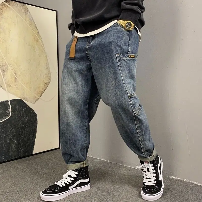 Luxury Brand Copy Clothes Large Pocket Wide Leg Harlan Jeans Cowboys Spring Autumn Brand High Street Loose Tooling Trousers